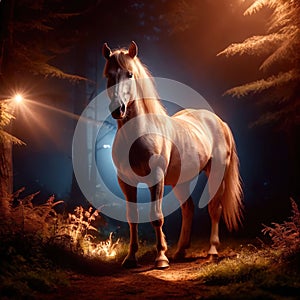 Unicorn, mystic legendary creature, glowing light painting aura illuminated