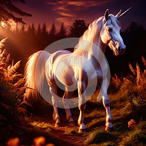 Unicorn, mystic legendary creature, glowing light painting aura illuminated