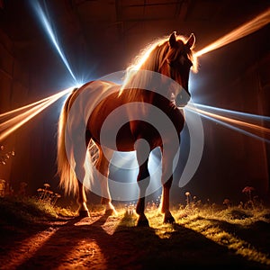 Unicorn, mystic legendary creature, glowing light painting aura illuminated