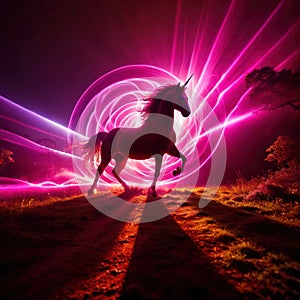 Unicorn, mystic legendary creature, glowing light painting aura illuminated