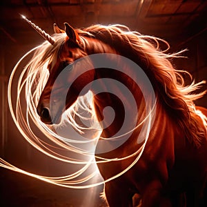 Unicorn, mystic legendary creature, glowing light painting aura illuminated