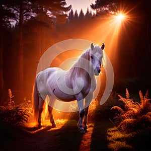 Unicorn, mystic legendary creature, glowing light painting aura illuminated