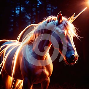 Unicorn, mystic legendary creature, glowing light painting aura illuminated