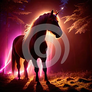 Unicorn, mystic legendary creature, glowing light painting aura illuminated