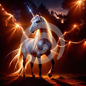 Unicorn, mystic legendary creature, glowing light painting aura illuminated