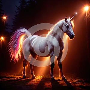 Unicorn, mystic legendary creature, glowing light painting aura illuminated