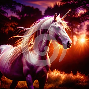 Unicorn, mystic legendary creature, glowing light painting aura illuminated