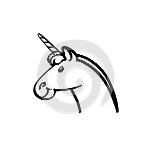 Unicorn outline illustration on white background