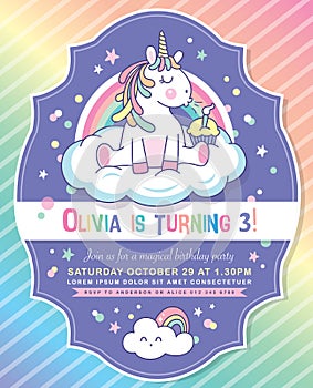 Unicorn party invitation card