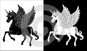 Unicorn Pegasus Wings Horn Horse Animal Cartoon photo