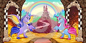 Unicorn and Pegasus near the treasure