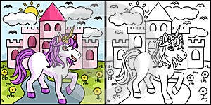 Unicorn Princess Coloring Page Illustration