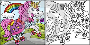 Unicorn Princess Coloring Page Illustration