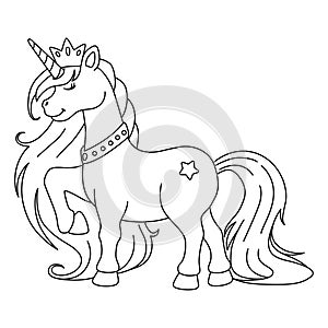 Unicorn Princess Coloring Page Isolated for Kids