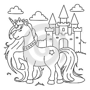 Unicorn Princess Coloring Page for Kids