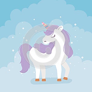 Unicorn purple hair rainbow horn fantasy magic dream cute cartoon