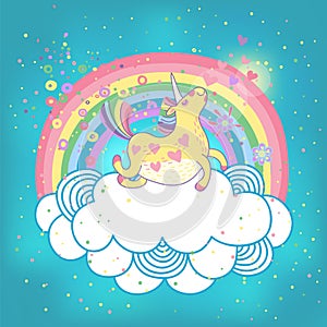 Unicorn rainbow in the clouds