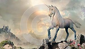 Unicorn scene 3D illustration