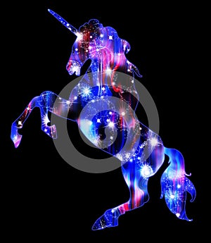 Unicorn silhouette icon logo with rainbow photo
