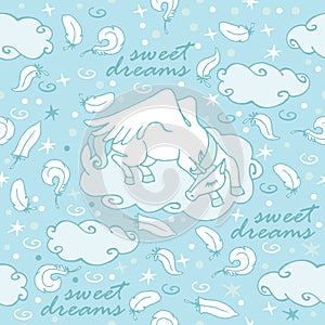 Unicorn sleeps on the cloud