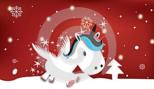 Unicorn with snowy Christmas theme