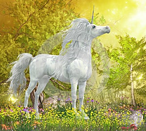 Unicorn Stallion in Meadow