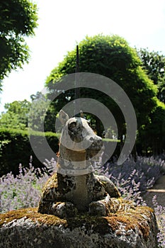 Unicorn Statue At Cothay Manor, Somerset, UK