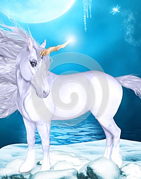 Unicorn under a Full Moon