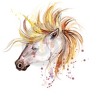 Unicorn. Unicorn watercolor illustration. Magical Unicorn.