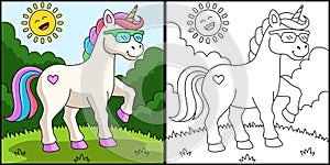 Unicorn Wearing Sunglasses Coloring Page