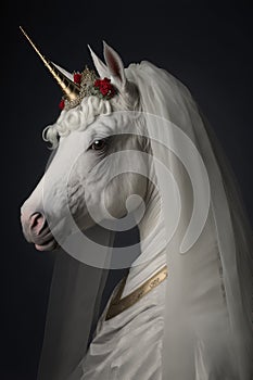 Unicorn wearing a veil