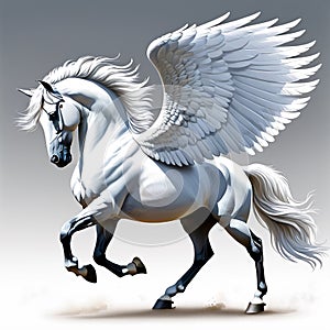 Unicorn with wings isolated on white background.