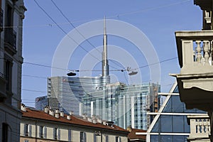 Unicredit tower from Paolo Sarpi street in Milan photo