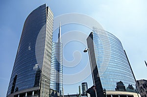 The Unicredit Tower and shopping center in Milan city Italy photo
