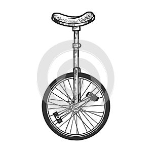 Unicycle bicycle sketch engraving vector