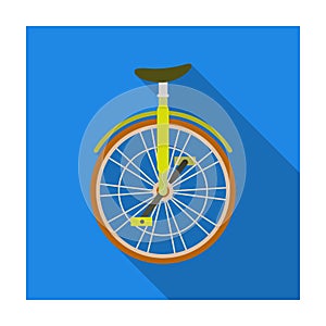 Unicycle for the circus. Bicycle with one wheel for performances.Different Bicycle single icon in flat style vector