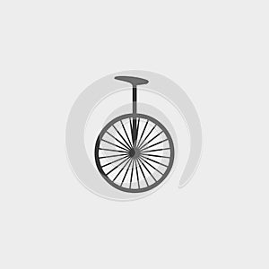 Unicycle icon in a flat design in black color. Vector illustration eps10