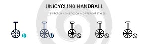 Unicycling handball icon in filled, thin line, outline and stroke style. Vector illustration of two colored and black unicycling