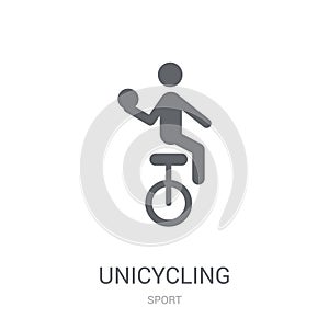 unicycling handball icon. Trendy unicycling handball logo concept on white background from Sport collection