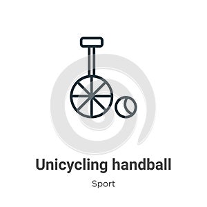 Unicycling handball outline vector icon. Thin line black unicycling handball icon, flat vector simple element illustration from