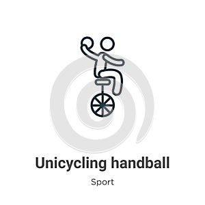 Unicycling handball outline vector icon. Thin line black unicycling handball icon, flat vector simple element illustration from