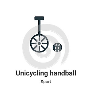 Unicycling handball vector icon on white background. Flat vector unicycling handball icon symbol sign from modern sport collection