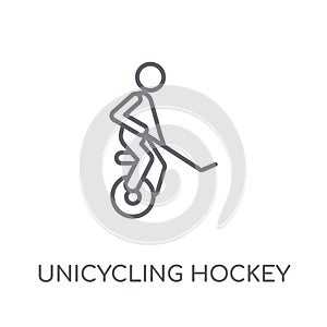 unicycling hockey linear icon. Modern outline unicycling hockey