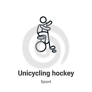 Unicycling hockey outline vector icon. Thin line black unicycling hockey icon, flat vector simple element illustration from