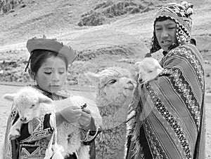 Unidentified children in traditional clothing