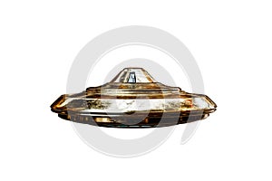 unidentified flying object isolated on white background