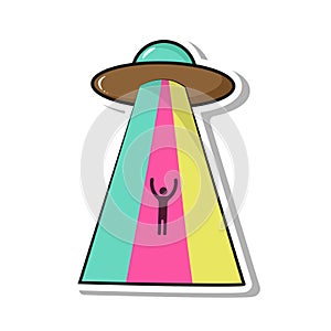 Unidentified flying object kidnapping pop art style