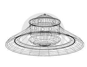 Unidentified flying object - UFO Architect blueprint - isolated