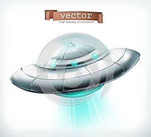 Unidentified flying object. UFO spacecraft vector icon