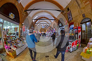 EDIRNE, TURKEY - 6 May 2018. Unidentified peolple at Selimiye Arasta Bazaar which is beside Selimiye Mosque in Edirne.